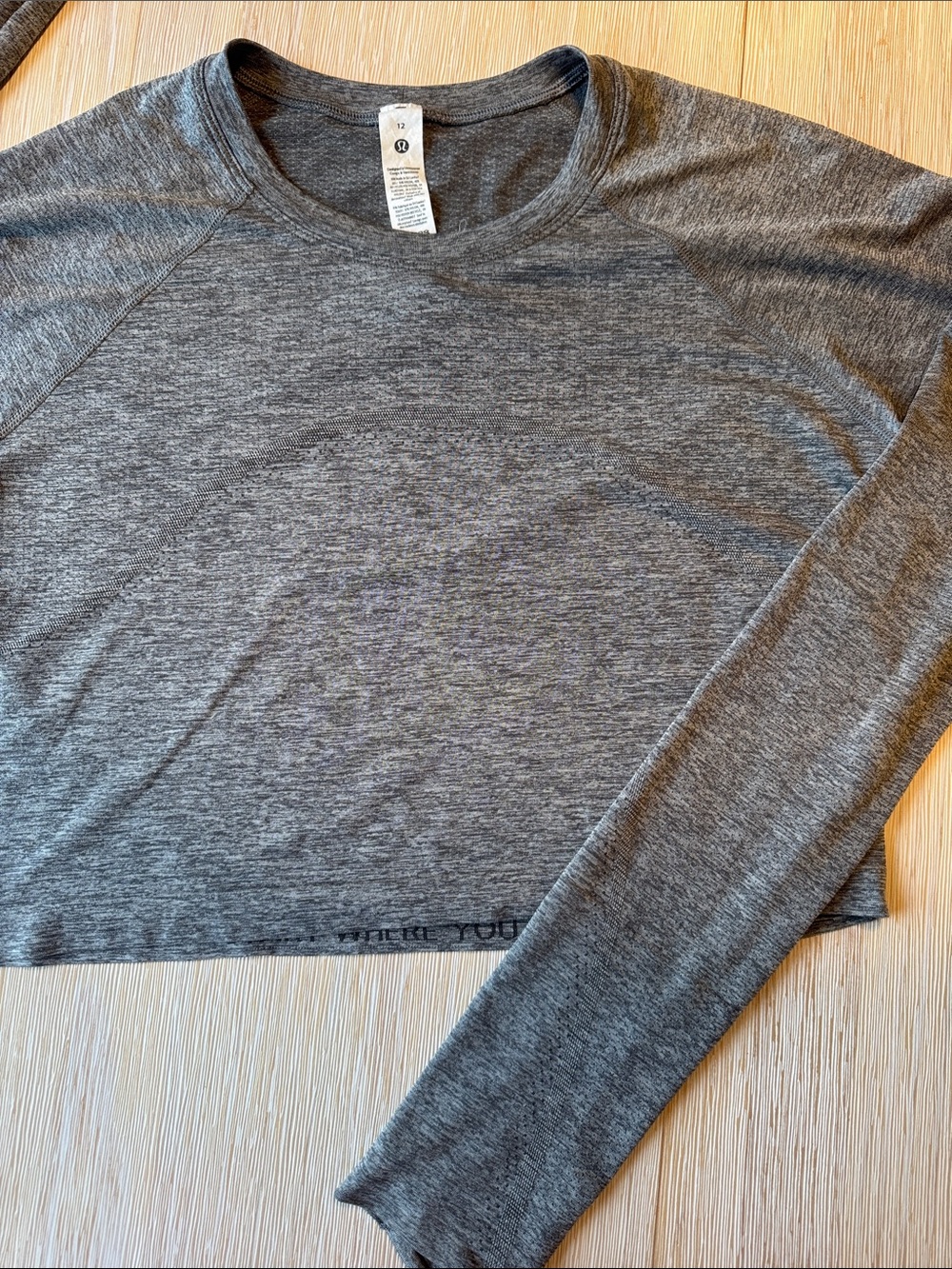🍋 NWOT Lululemon Swiftly Tech 2.0 Heathered Charcoal Long Sleeve Crop Top 🍋